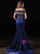 Dark Blue Mermaid Satin Off The Shoulder Prom Dress With Beading