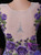 Purple Satin Mermaid Applique Lace Sexy See Through Back Prom Dress