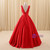 Simple A-line Red V-neck Satin Backless Quinceanera Dresses