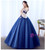 In Stock:Ship in 48 hours Ready To Ship Blue Tulle Short Sleeve Quinceanera Dresses