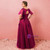 Plus Size Burgundy V-neck Tulle Appliques Prom Dress