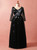 Plus Size Black Tulle Embroidery Long Sleeve V-neck Prom Dress