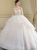 Ball Gown Long Sleeve Backless Tulle Train Wedding Dress