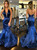 Halter Navy Blue Mermaid Satin Backless Long Prom Dress