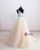 V-neck See-through Bodice Champagne Tulle Wedding Dresses