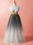 Plus Size Gray High Neck Tulle Appliques Prom Dress