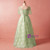 Plus Size Green Lace Tulle Short Sleeve V-neck Prom Dress