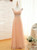 Cap Pink Chiffon Sequins V-neck Backless Bridesmaid Dress