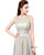 Floor Length Gray Featuring Lace Sheer Bateau Neckline Bridesmaid Dresses