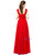Red Chiffon Lace Floor Length Bridesmaid Dress