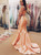 Mermaid Two Piece Pink Satin With Beading Prom Dress