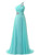 A-Line One Shoulder Chiffon Pleats Crystal Bridesmaid Dress