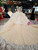 Luxury Champagne Ball Gown Tulle Appliques Wedding Dress