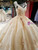 Luxury Ball Gown Champagne Backless Beading Flower Haute Couture Wedding Dresses