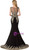 Sexy Mermaid Black Chiffon Cap Sleeve Appliques Prom Dress