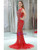 Mermaid Sparkly Beading Tulle Red Backless Prom Dress With Sequins