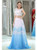Two Pieces Lace Beaded Chiffon White And Blue Prom Dress