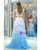 Two Pieces Lace Beaded Chiffon White And Blue Prom Dress