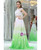 Two Pieces Long Lace Chiffon White And Green Prom Dress