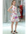 White Printed Floral Colorful Deep V Knee Length Homecoming Dress