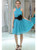 Pleated Chiffon Knee Length Halter Homecoming Dress With Black Sash