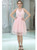 Knee Length V-neck Chiffon Pink With Lace Back Homecoming Dress