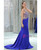 Mermaid Blue V-neck Backless With Beading Prom Dress