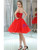 Red Cocktail Sequined Tulle Strapless Homecoming Dress