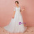 White Tulle Short Sleeve Backless V-neck Appliques Wedding Dress