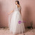 A-Line V-neck White Tulle Floor Length Wedding Dress
