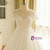 A-Line White Short Sleeve Backless Train Wedding Dress