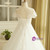 A-Line White Short Sleeve Backless Train Wedding Dress