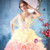 Ball Gown Colorful Tulle V-neck Backless Wedding Dress