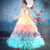 Ball Gown Colorful Tulle V-neck Backless Wedding Dress