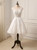 Cap Sleeve Applique Beaded Lace Hi-Lo Wedding Gowns