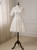 A-line High Collar Lace Half Sleeves Knee Length Wedding Dresses