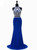 Royal Blue Mermaid High Neck Beaded Crystals Floor Length Prom Dress