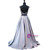 A-line Cap Sleeve Beaded Crystals Grey Backless Two Piece Prom Dresses