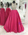 Sparkly Beaded Crystals Hot Pink Satin Backless Prom Dress