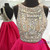 Sparkly Beaded Crystals Hot Pink Satin Backless Prom Dress