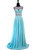 Light Blue Beaded Crystals Sheer Back African Chiffon Prom Dress