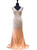 Mermaid V-neck Beaded Crystals Floor Length Champagne Prom Dress