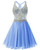 In Stock:Ship in 48 hours Blue Chiffon Crystal Homecoming Dress