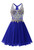 In Stock:Ship in 48 hours Navy Blue Chiffon Crystal Homecoming Dress