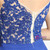 Blue Spaghetti Straps Chiffon V-neck Backless Appliques Prom Dress