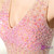 Pink Sexy Mermaid V-neck Backless Crystal Prom Dress