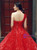 Red Ball Gown One Shoulder Sequins Floor Length Wedding Dress