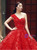 Red Ball Gown One Shoulder Sequins Floor Length Wedding Dress