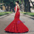 Mermaid Red Sequins One Shoulder Floor Length Wedding Dress