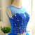Blue Tulle Knee Length Backless Beading Homecoming Dress